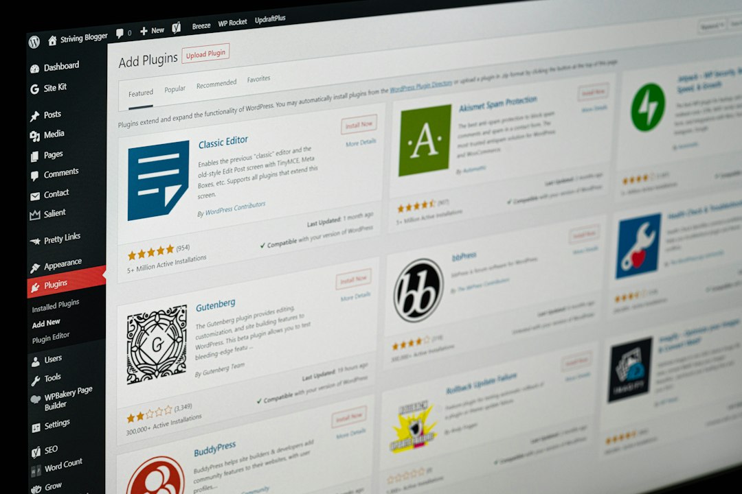 WordPress add new plugins page.